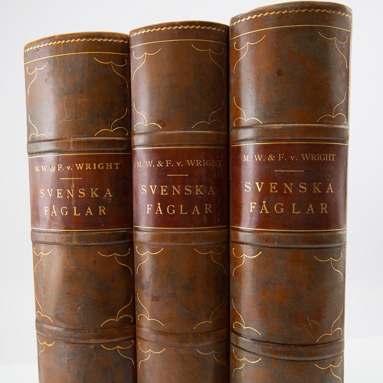 The von Wright Brothers, book works, 3 volumes, "Swedish Birds", A. Börtzells Printing Co. Ltd., Stockholm, 1924-1929.