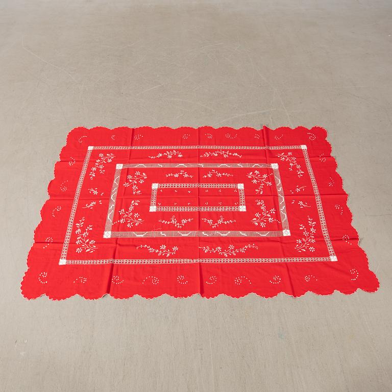 A collection of Christmas tablecloths 12 pcs first half/mid 20th century.