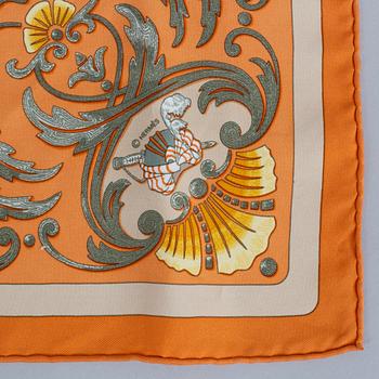 Hermès, scarf and leather cover.