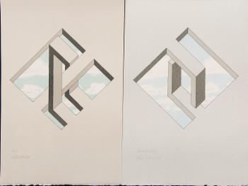 Oscar Reutersvärd, four color lithographs, signed 48/120, 31/120, EA and HC.