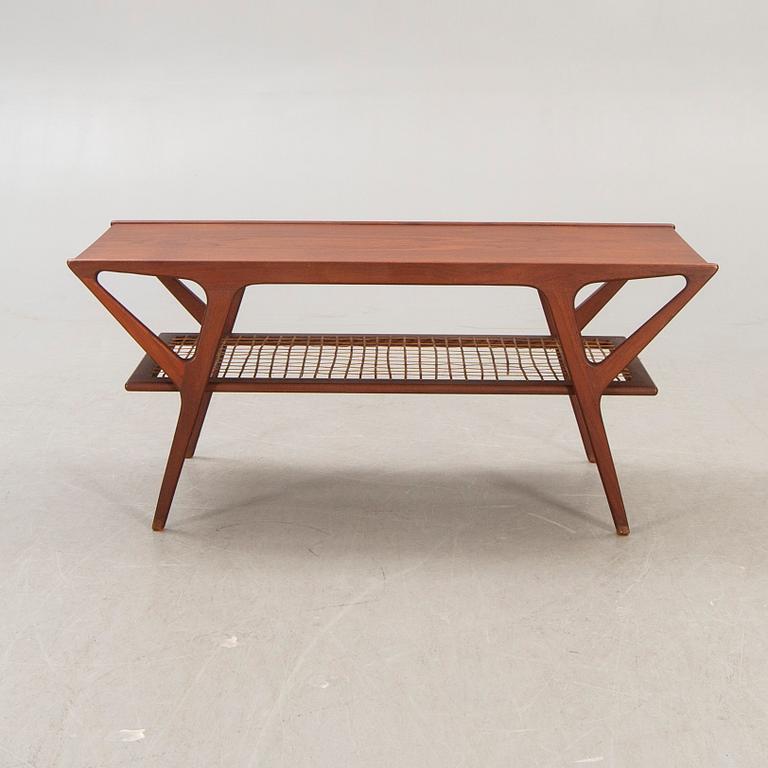 A Danish teak and rattan 1960s coffee table.