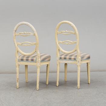 Five late 18th century Gustavian chairs.