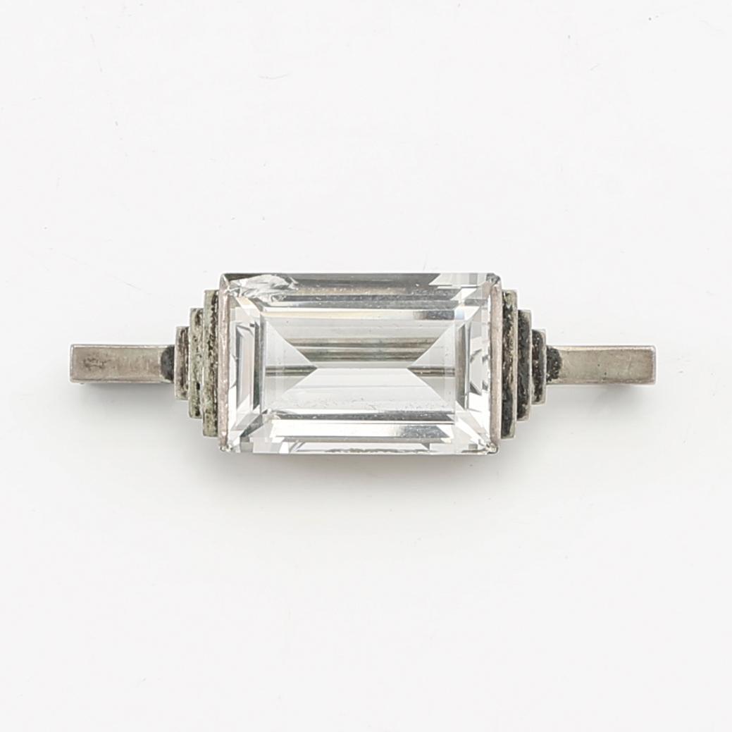 Wiwen Nilsson, brosch sterlingsilver med bergkristall Lund 1935.
