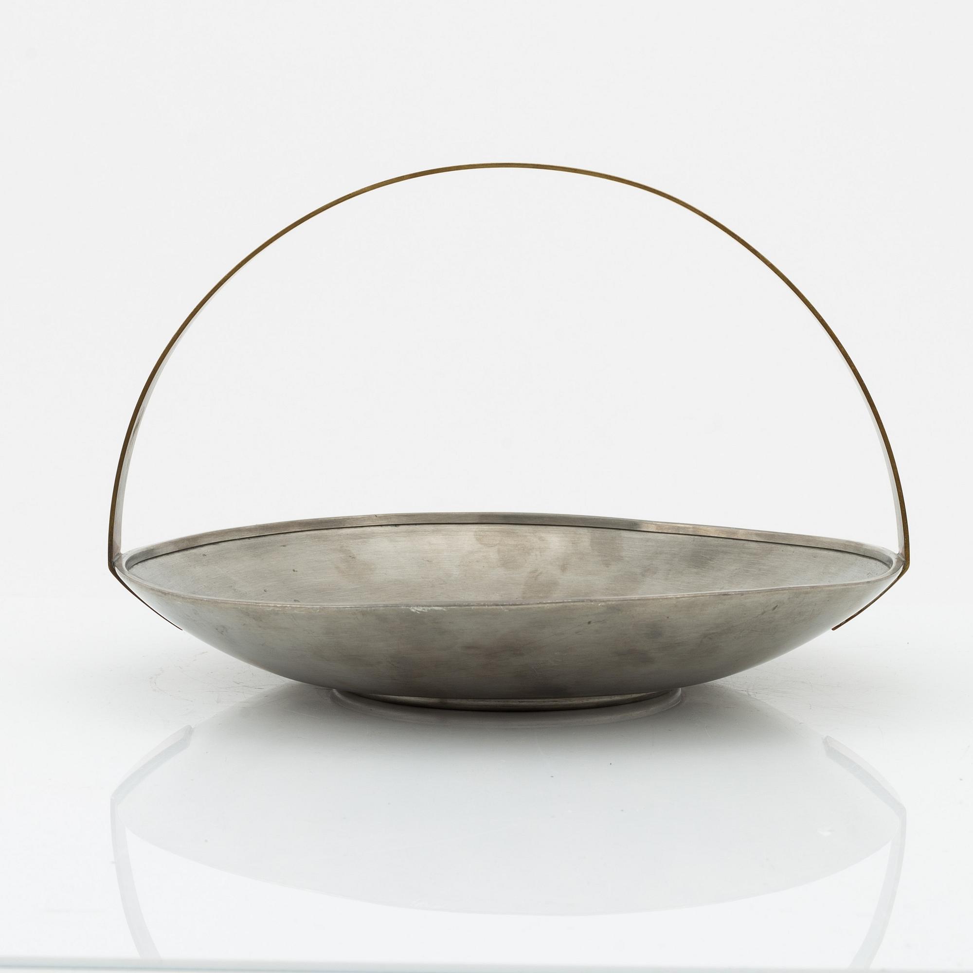 Nils Fougstedt, a pewter and brass dish, Svenskt Tenn, Stockholm 1930.