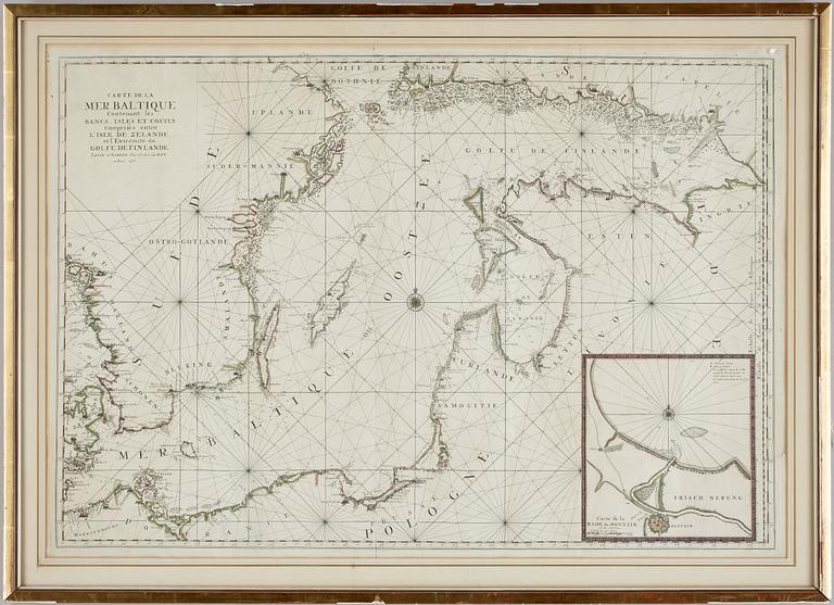 SJÖKORT, kopparstick, 1600/1700-tal.