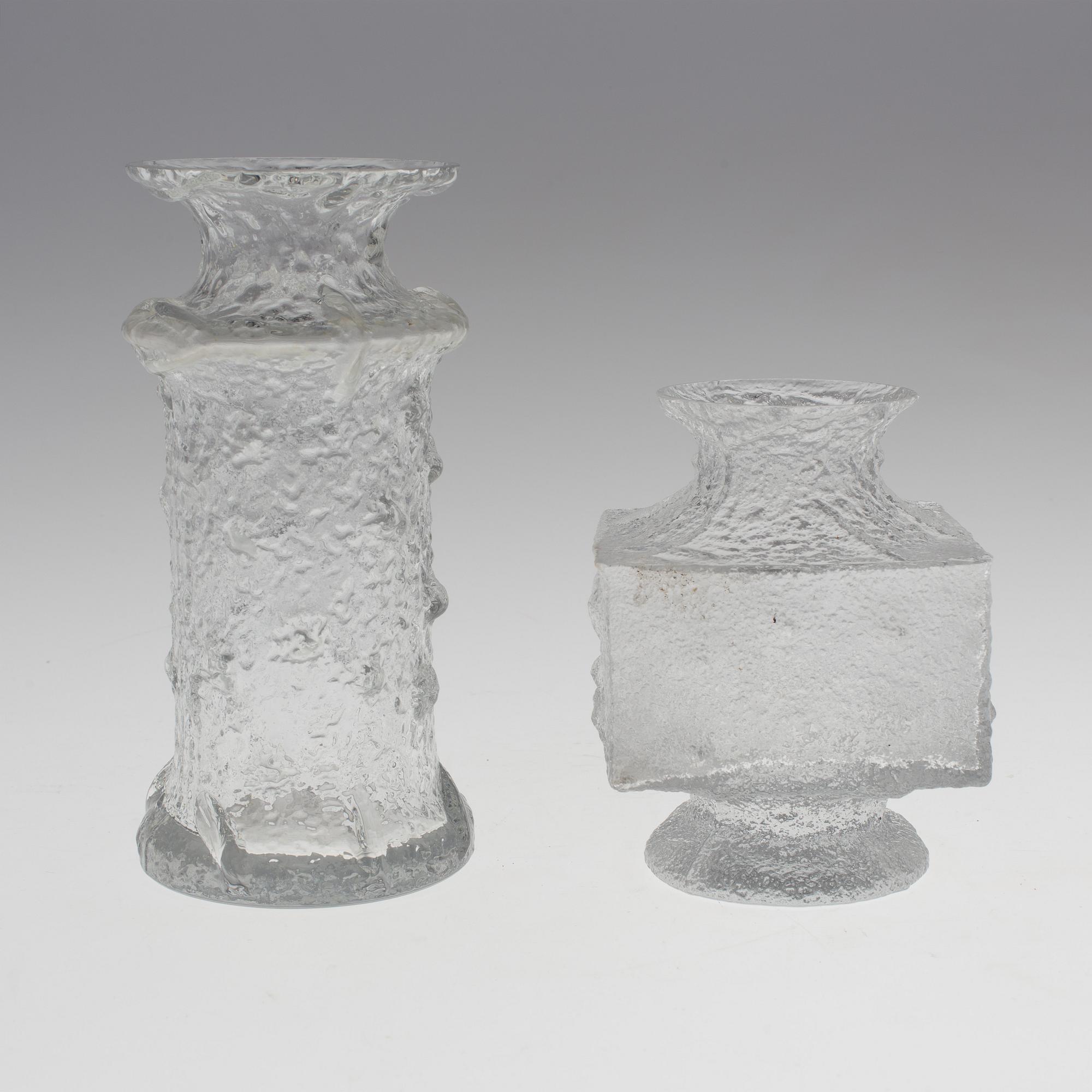 A lot of four, TIMO SARPANEVA GLASS VASES, Finlandia-series, signed TS.