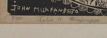 JOHN NDEVASIA MUFANGEJO, lineo cut, signed 7/150.