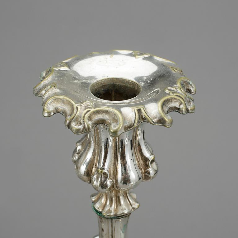 KANDELABRAR, ett par, nysilver, barockstil, 1800-tal.