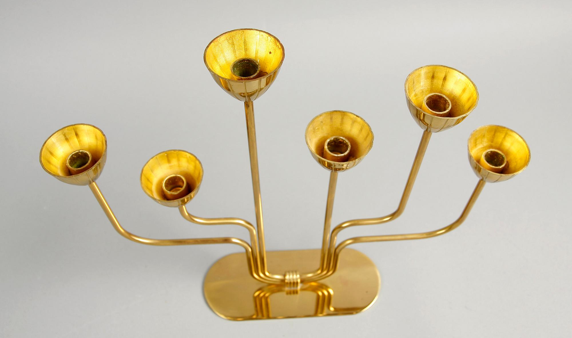 LJUSSTAKAR, ett par, mässing, Gunnar Ander, Ystad Metall.