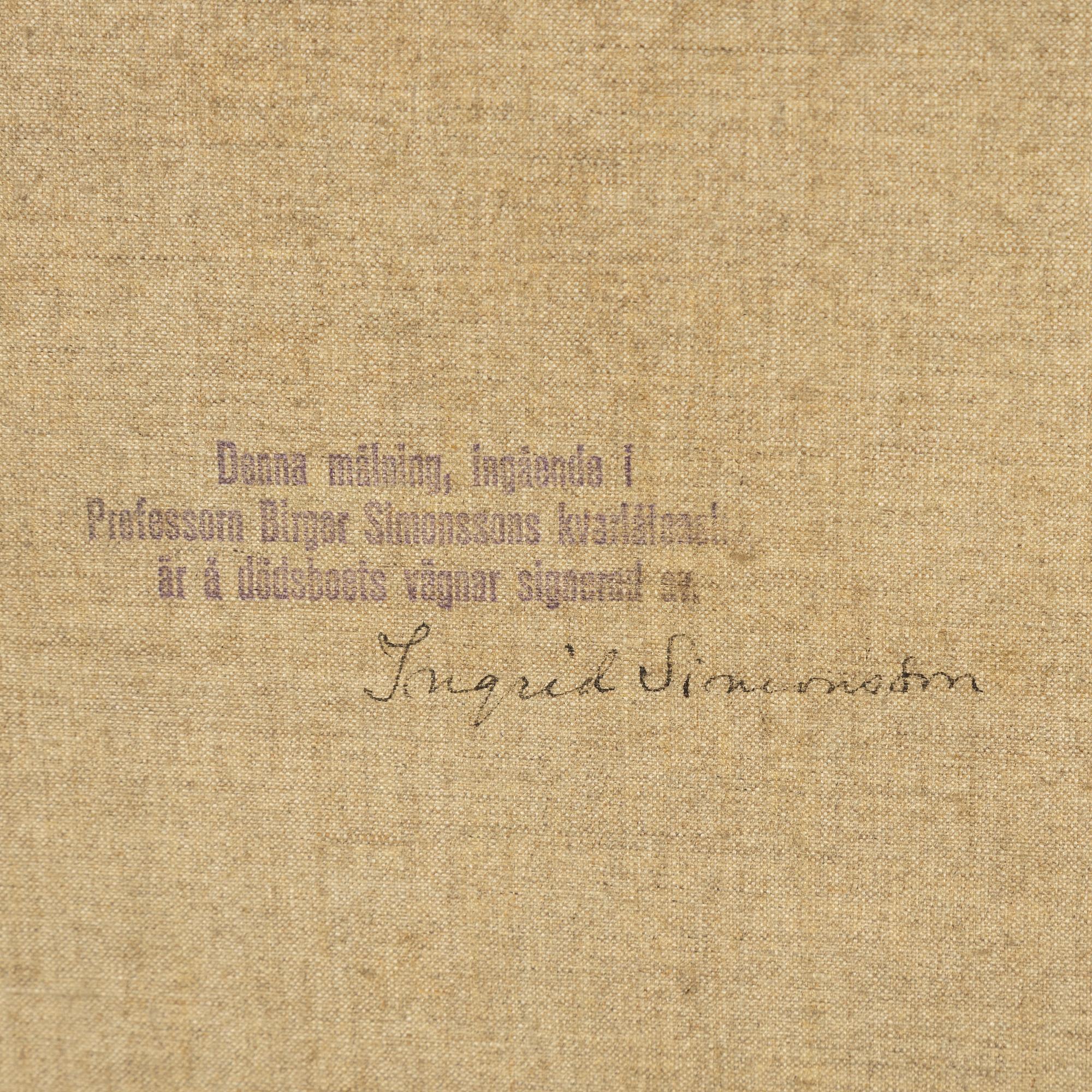 Birger Simonsson, olja på duk, signerad av dödsboet.