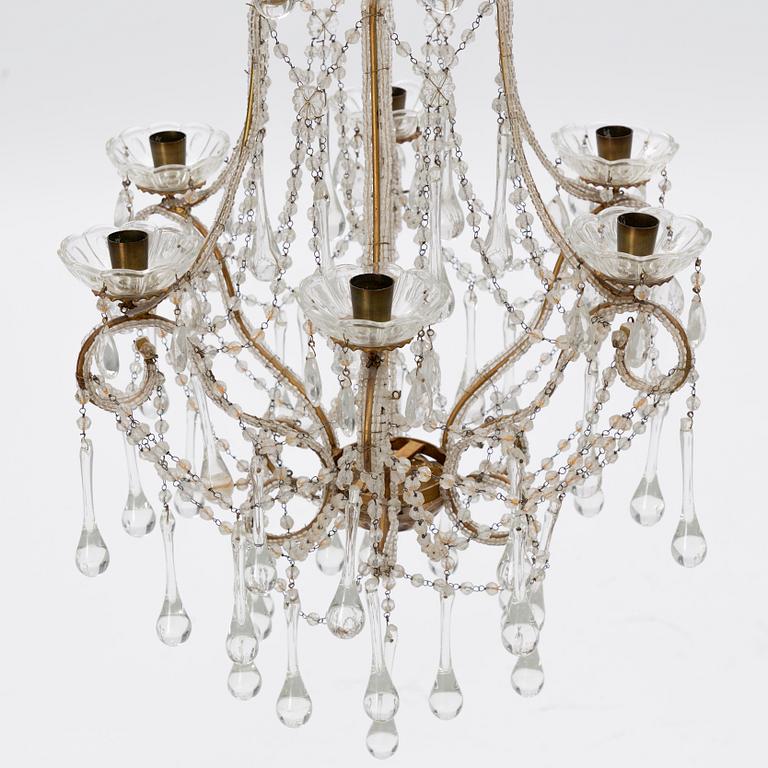 A matched pair of chandeliers, probably Italy, mid-20th Century.