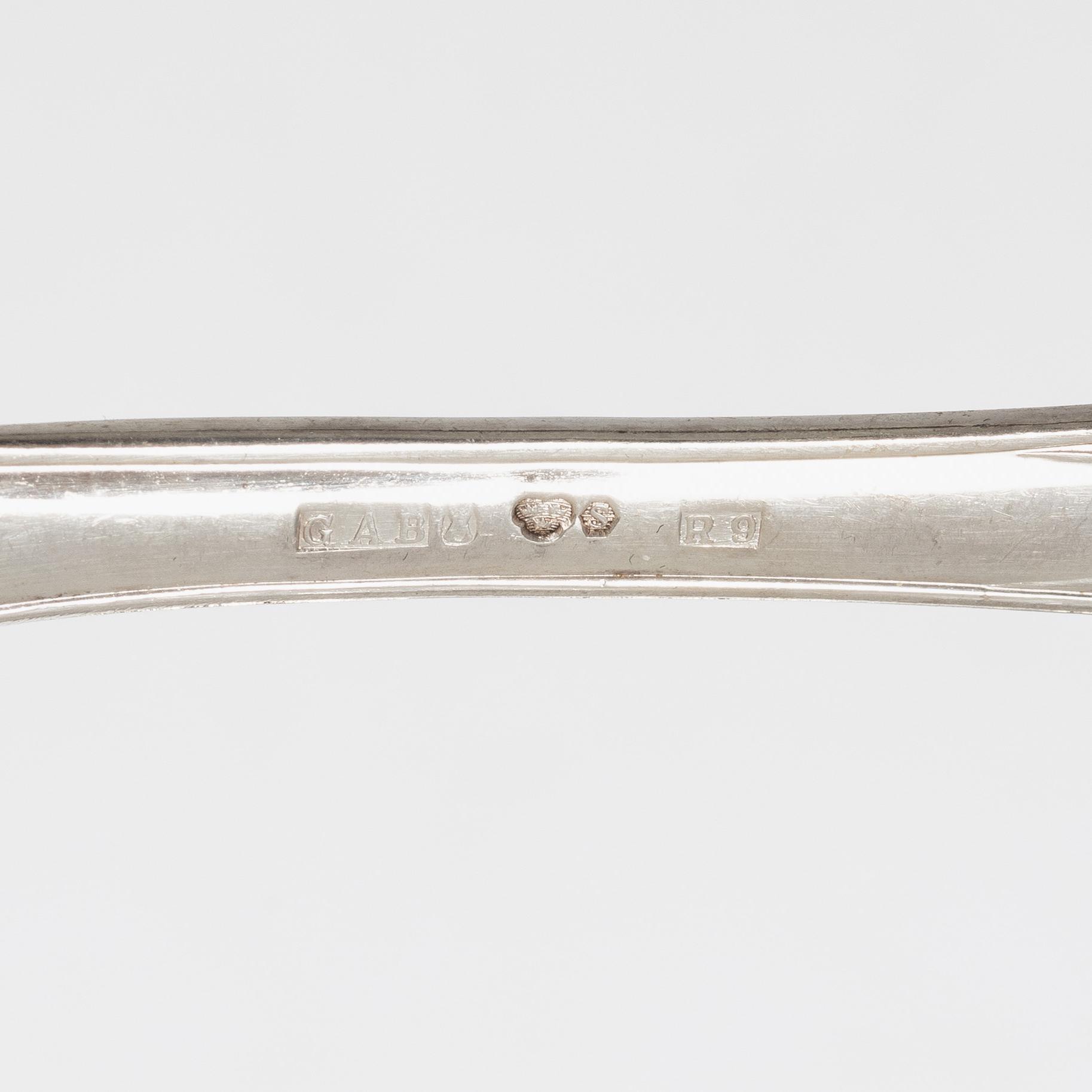 13 pieces of silver fish cutlery, model 'Prins Albert', CG Hallberg and GAB, Stockholm and Eskilstuna, 1958-73.