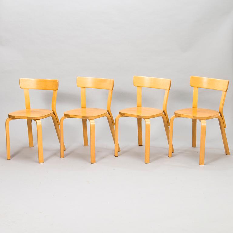 ALVAR AALTO, A Set of four '69' Chairs by Artek, late 20th Century.