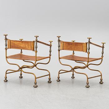 Armchairs, a pair, antiquarian style, Italy.