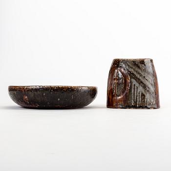 A Carl-Harry Stålhane stoneware vase and bowl signed from Rörstrand.