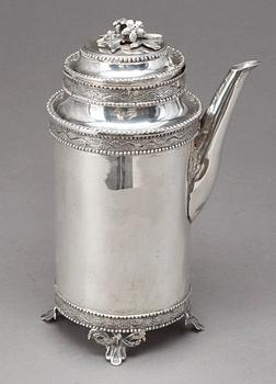 KAFFEKANNA, silver, Hans Lyberg, Borås 1803. Vikt ca 671 gram.