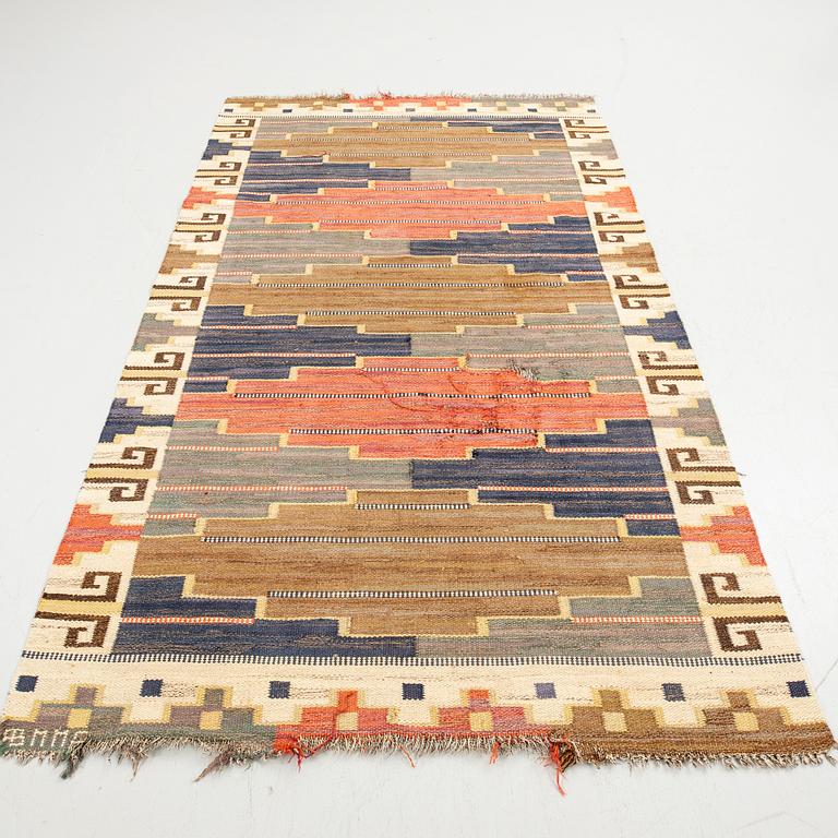 Märta Måås-Fjetterström, rug, "Blue Heath", flat weave, approx. 242 x 151 cm, signed AB MMF.