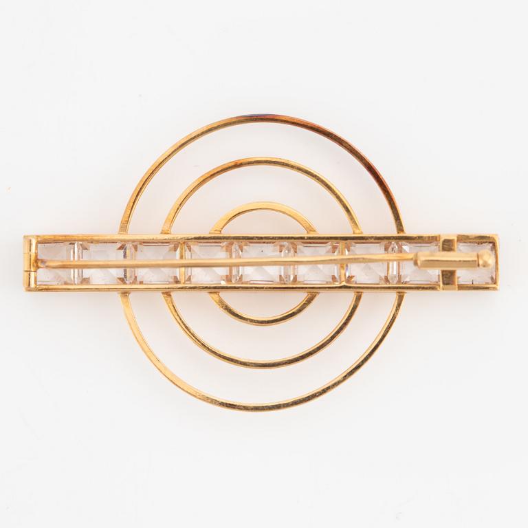 Brooch, Stigbert, Engelbert, 18K gold with synthetic white stones.