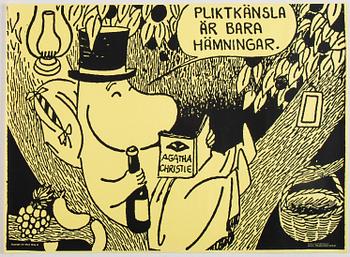 Tove Jansson, six Moomin posters from Bull's Presstjänst, Art Work Shop, 1960's.