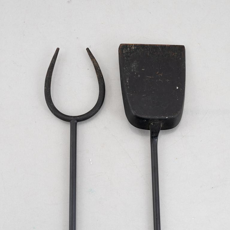 Gunnar Ander, a three-piece set of fire utensils, Ystad Metall, second half of the 20th Century.