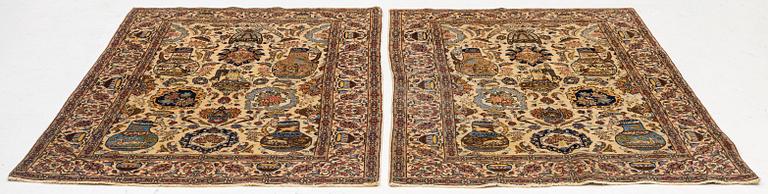 A pair of semi antique Tabriz rugs, Northwest Persia, c. 210 x 136 cm.