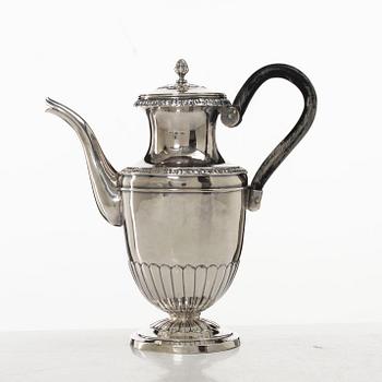 A Swedish silver coffee pot, silver, marks of Olof Sohlberg, Falun 1840.