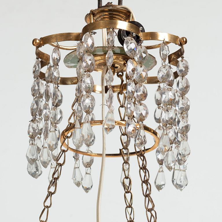 A late Gustavian four-light hanging lamp, circa 1800.