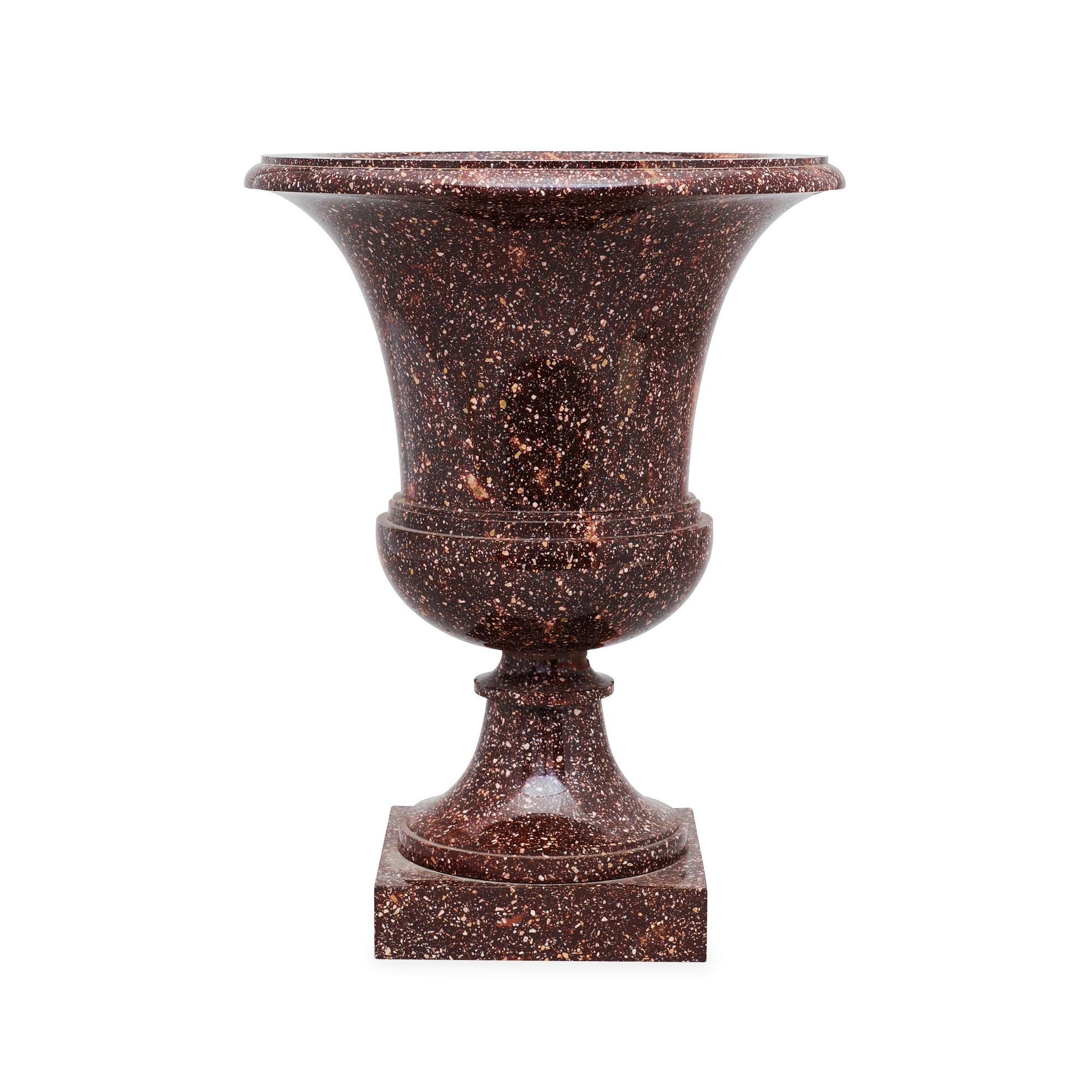 A Swedish Empire 19th Century porphyry urn.