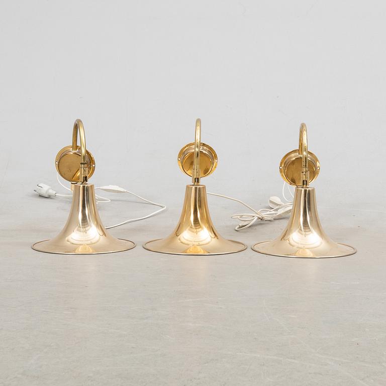 Börje Claes wall lamps 3 pcs for Norlette Elit, late 20th century.