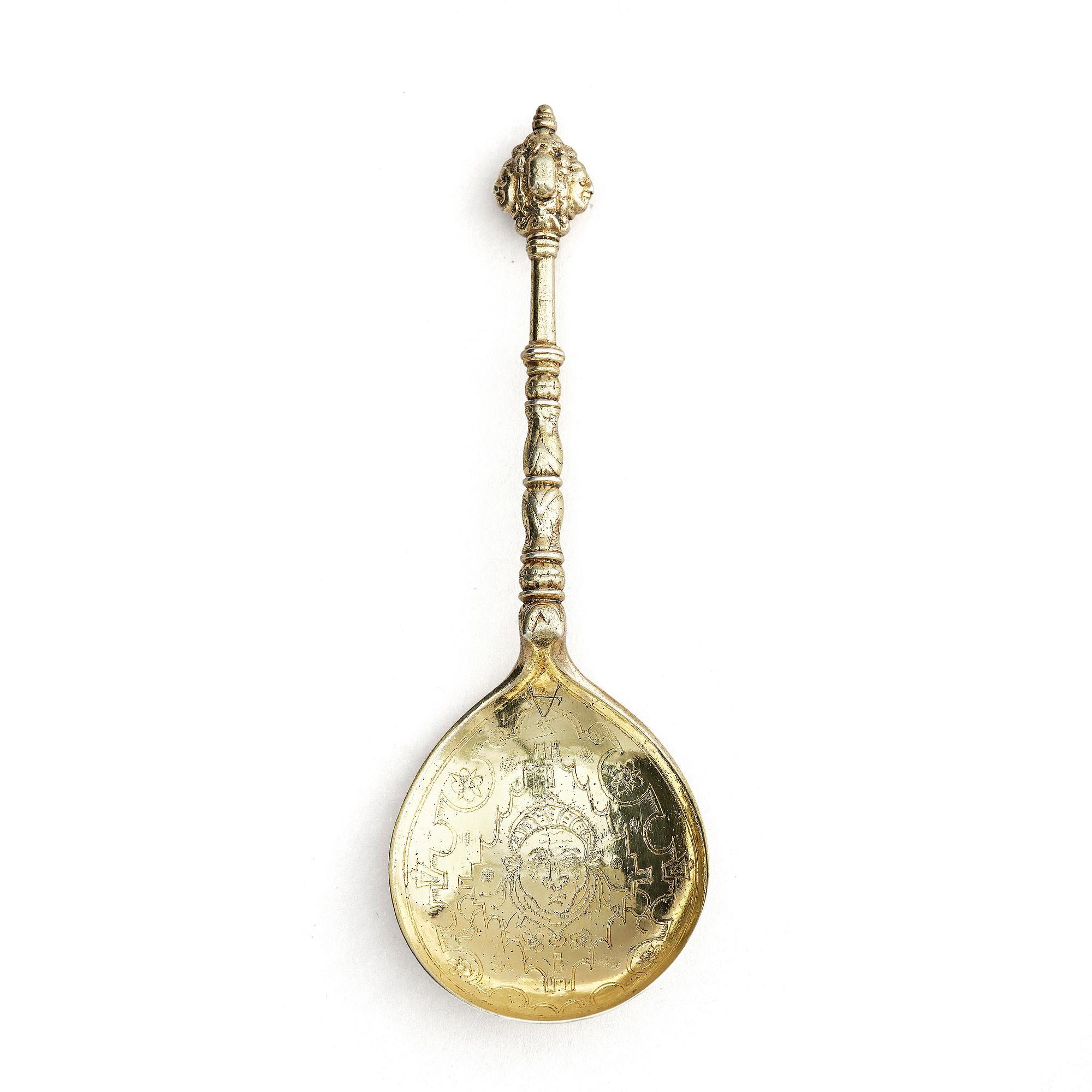 A gilded silver spoon, probably Scandinavian 17th century.