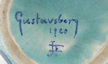 VAS, flintgods, jugend, Josef Ekberg, Gustafsberg, monogram sign o dat 1920.