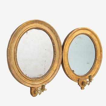 Mirror sconces a pair, late Gustavian around 1800.