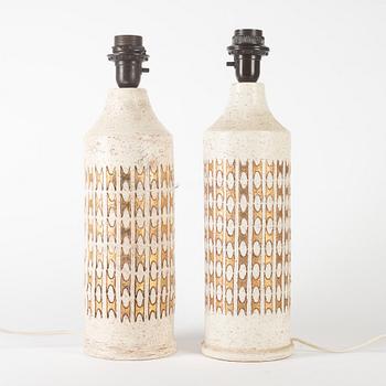 Table lamps, a pair, Bitossi for Bergboms, second half of the 20th Century.