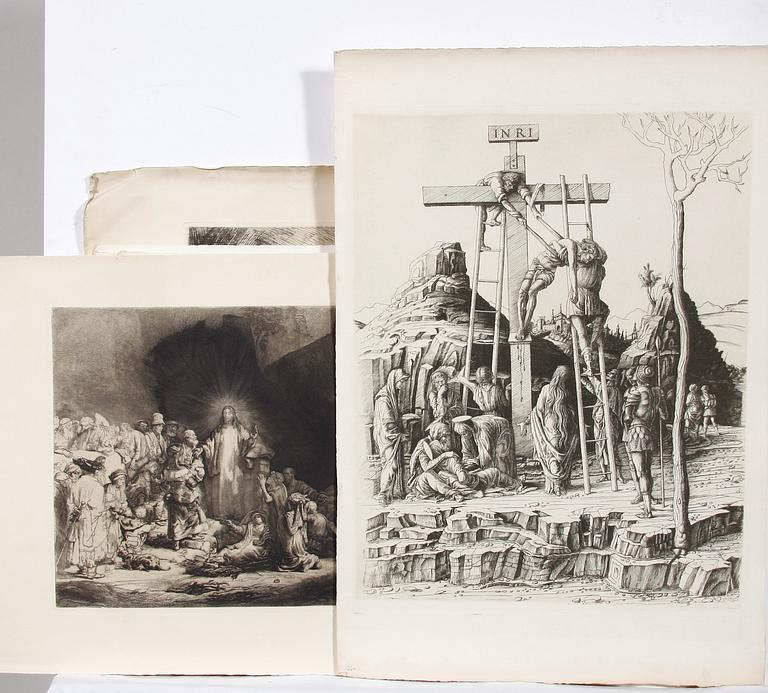 PARTI GRAFIK SAMT TIDNINGSTRYCK OCH DIPLOM, ca 25 st, bla efter Dürer och Rembrandt, 1600-1900-tal.