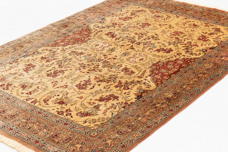 A rug, Old, silk Qum, ca ca 188 x 130 cm.