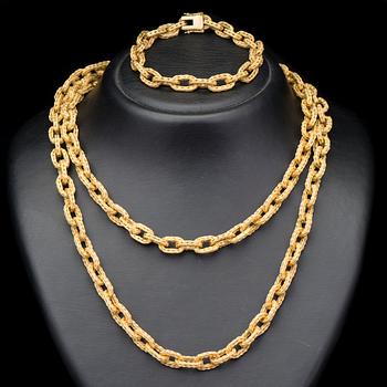 NECKLACE and BRACELET, 14-18K gold. Georg Jensen & Wendell, Denmark 1945-51.