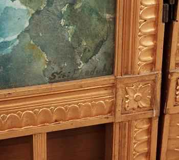 VIKSKÄRM, 3 delar, gustaviansk stil, 1800/1900-tal.