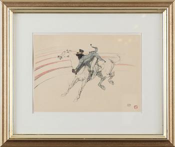 HENRI DE TOULOUSE-LAUTREC, efter, mapp med 17 st litografier, "Au Cirque", Librarie de France, 1900-tal.