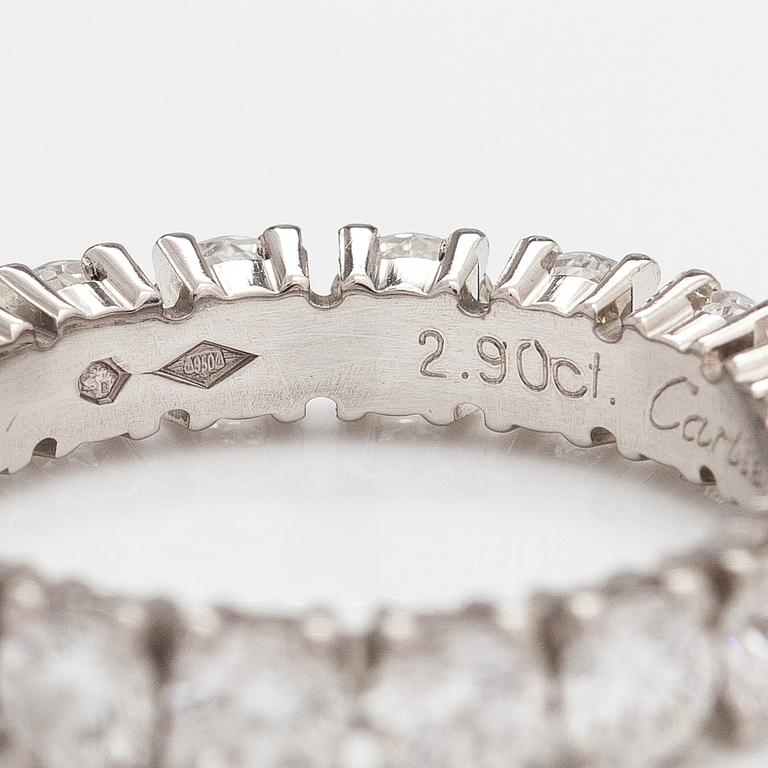 Cartier, A platinum ring with diamonds ca. 2.90 ct in total. Marked Cartier, 930715, 53.