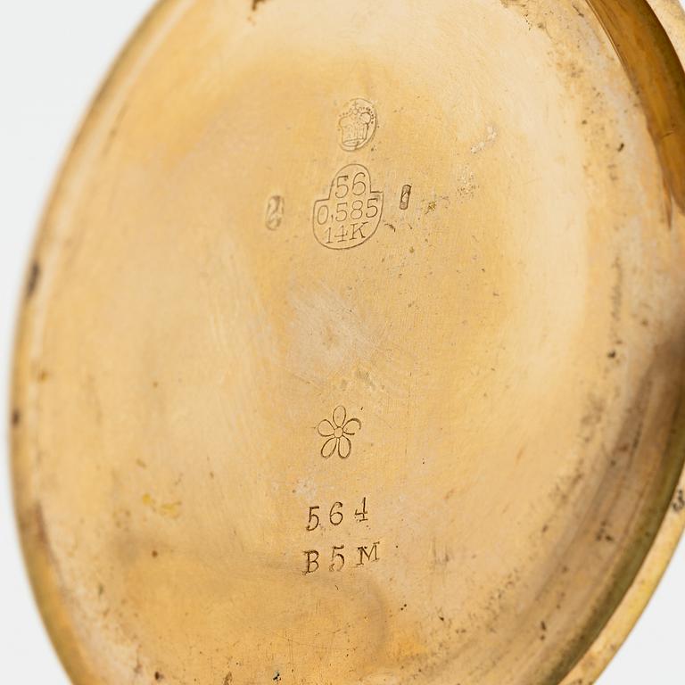 Pocket watch, "G. Moström Stockholm", 14K gold, hunter, 51.5 mm.