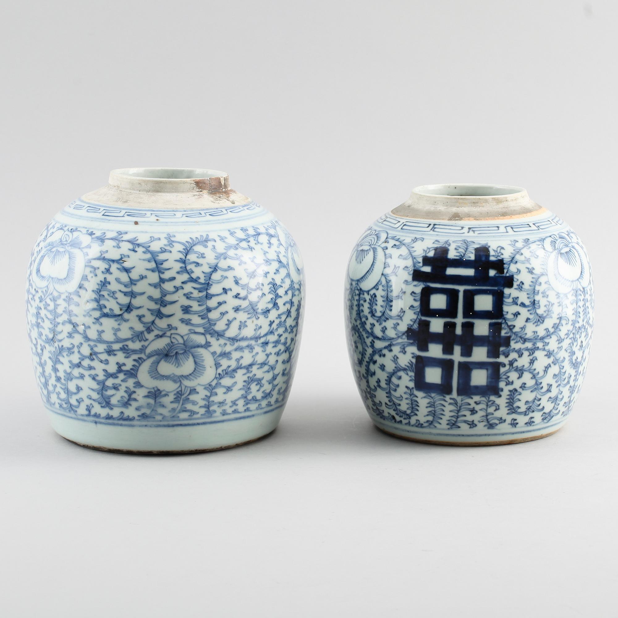 BOJANER, 2 st, porslin, Kina, 1800-tal.