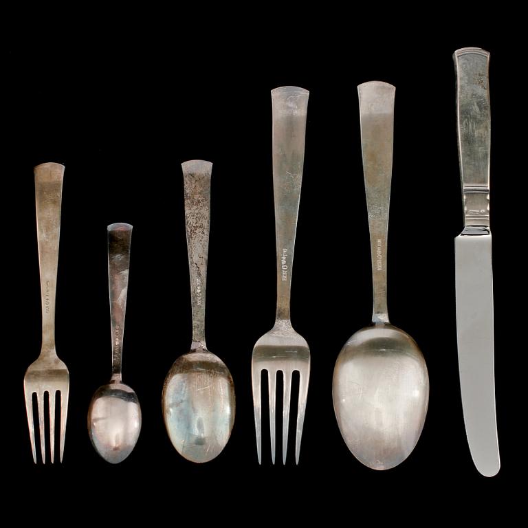 BESTICK, 20 st, silver, "Rosenholm", Jacob Ängman, GAB, Stockholm, 1950-tal. Total vikt 360 g.