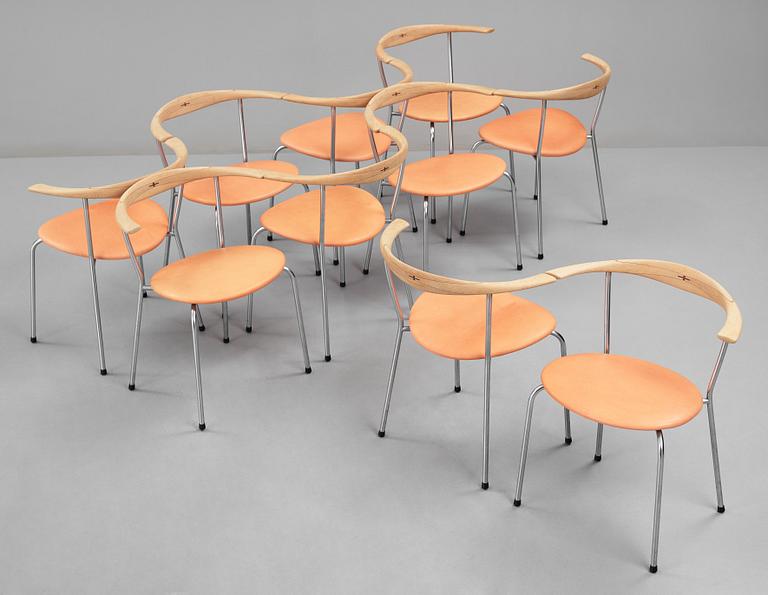 Hans J. Wegner, a set of 10 "JH-701" chairs by Johannes Hansen, Denmark.