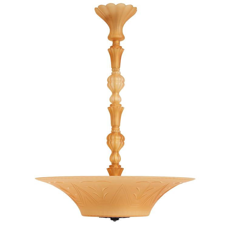 Edward Hald, & Erik Tidstrand, a ceiling lamp, Nordiska Kompaniet & Orrefors, executed ca 1926.