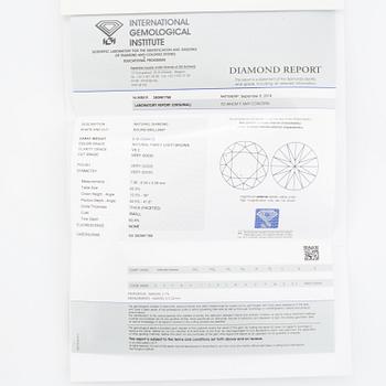 2,10 ct brilliant-cut natural fancy light-brown diamond ring, with IGI certificate.