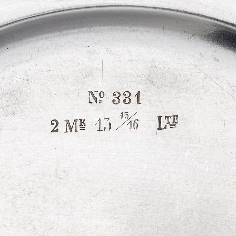 Three German 19th century silver dishes, marks of Johann George Hossauer, Berlin 1854-1863.