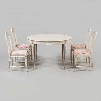 MATSALSGRUPP, 5 delar, gustaviansk stil, 1900-talets andra hälft.