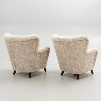 Ilmari Lappalainen, Armchairs, a pair, "Laila", Asko, Finland, 1940s/50s.