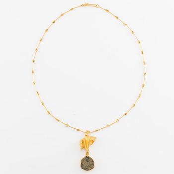 Björn Weckström, a necklace 18K gold with copper ore, for Lapponia, Finland 1976.