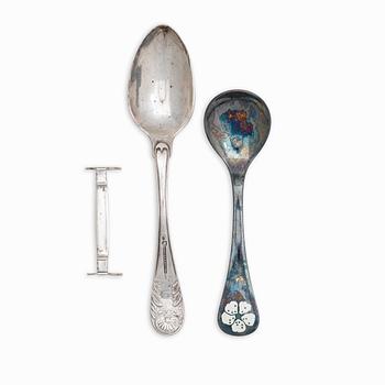 A set of sterling silver and enamel christmas cutlery, Michelsen, Denmark 1940s-1960s (34 pieces).